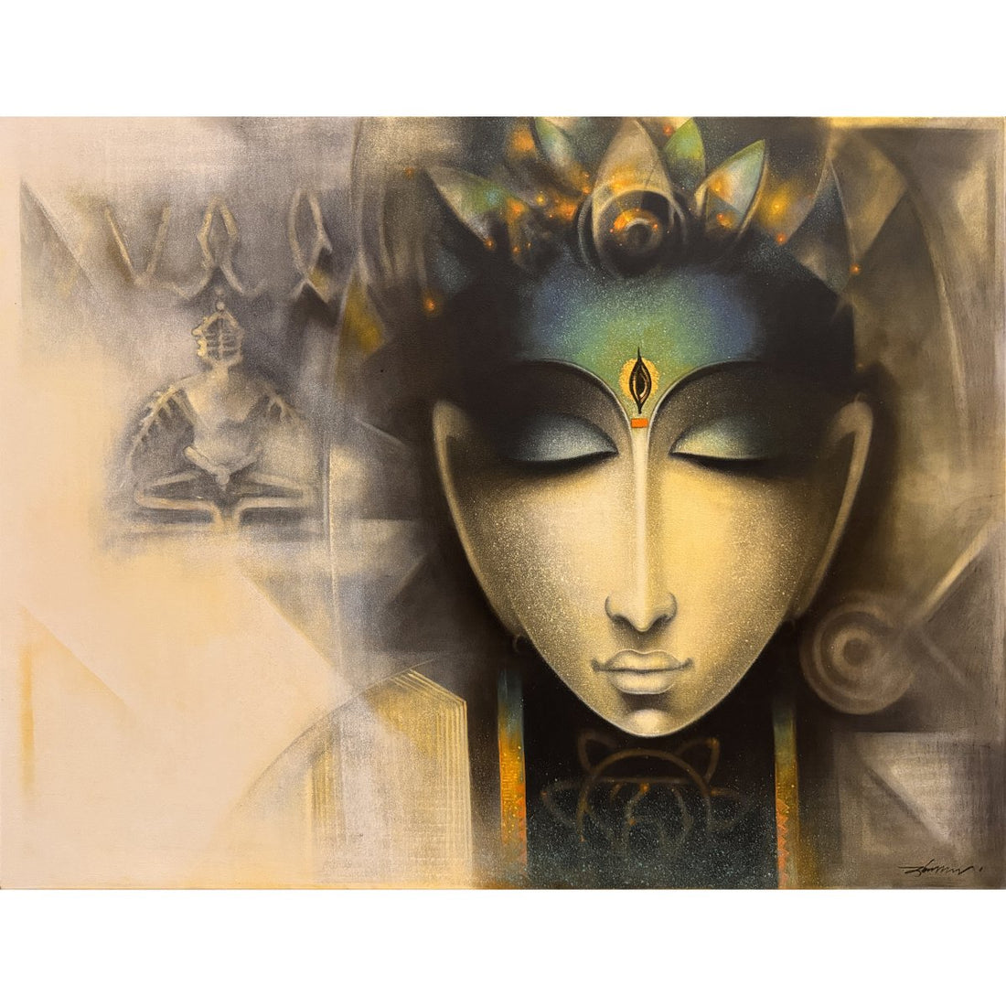 Devotee of Pashupati-1 Painting By Somnath Bothe – Acrylic on canvas