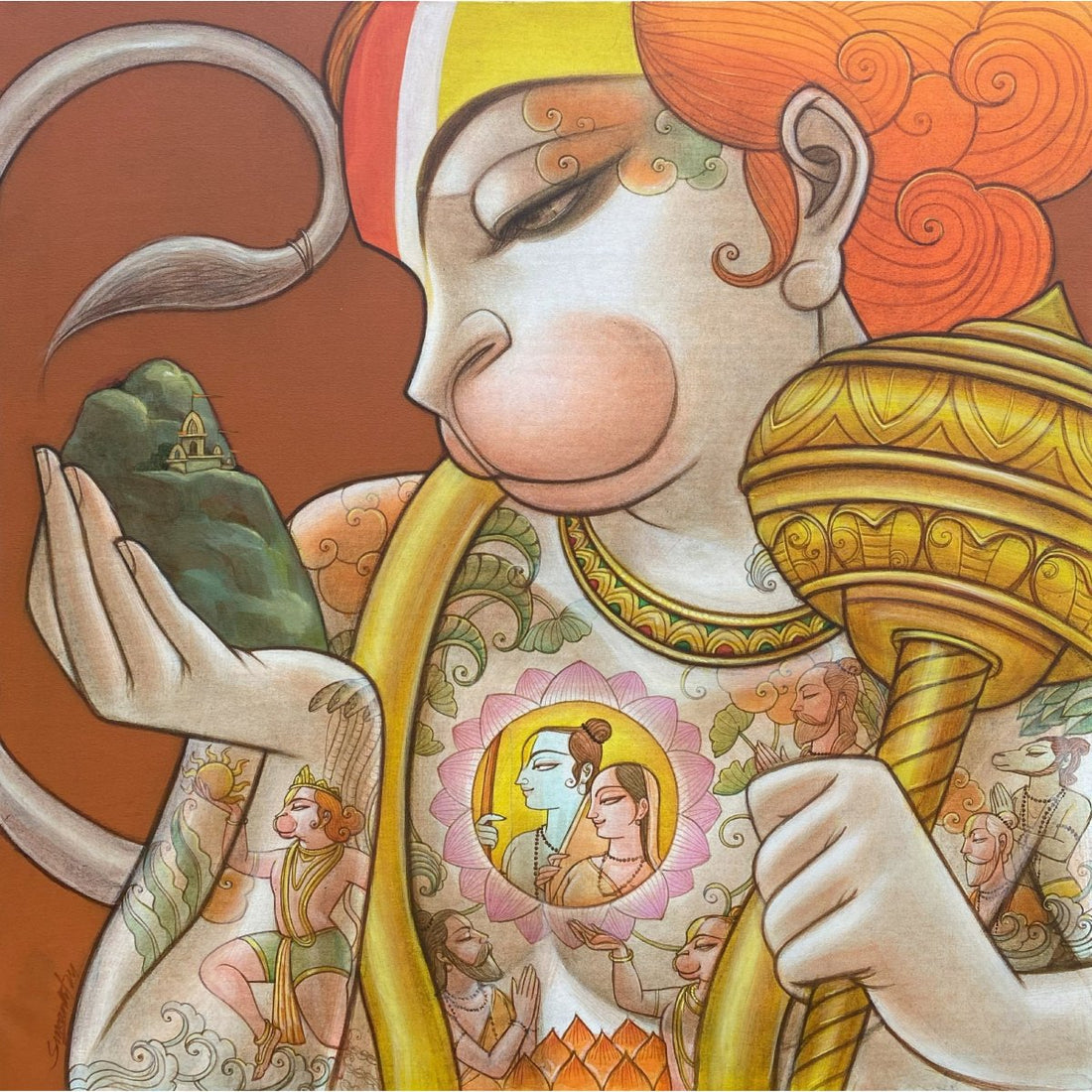 Vaayuputra Painting By Sukanta Das - Mixed media on canvas