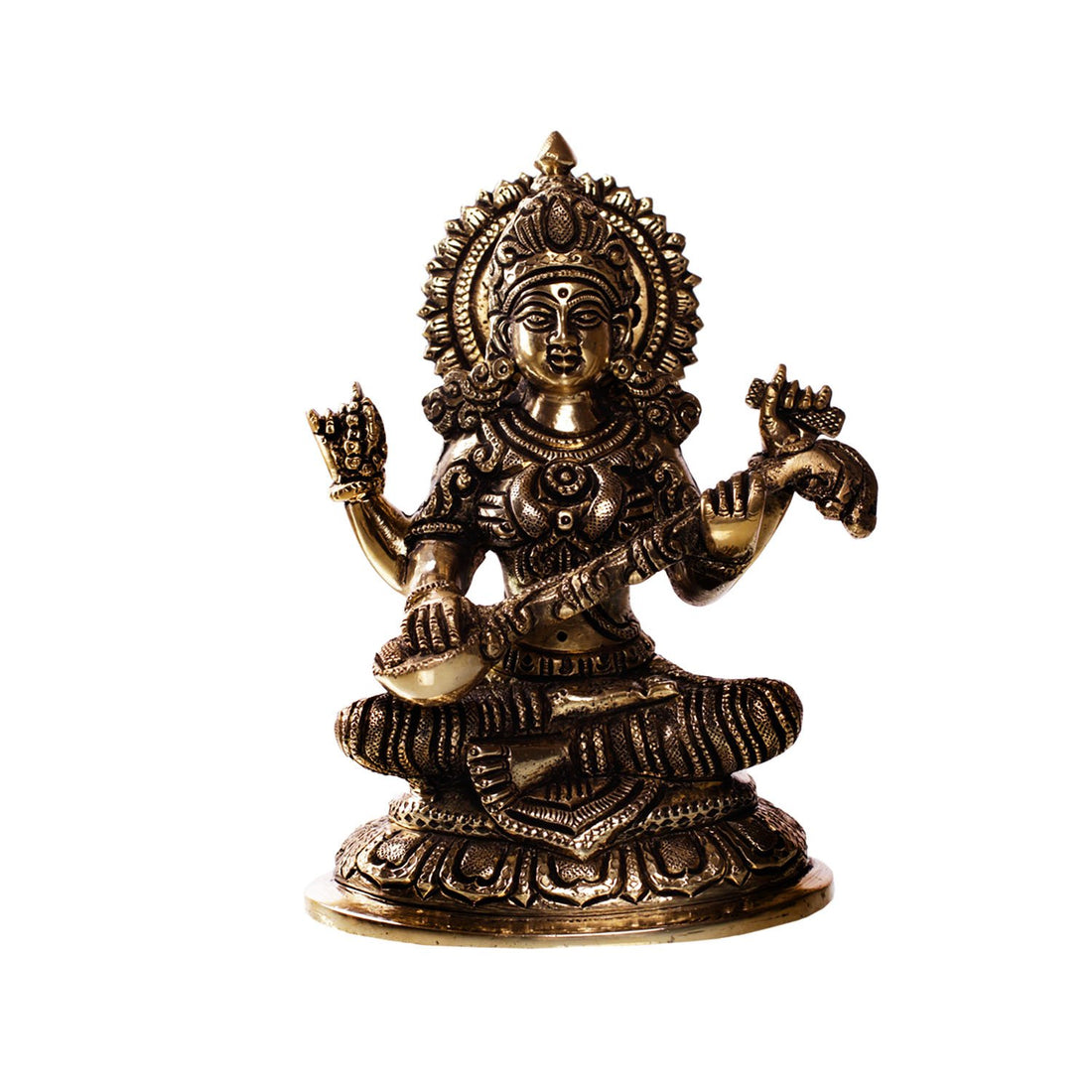 Saraswati Idol - Oval Base in Brass