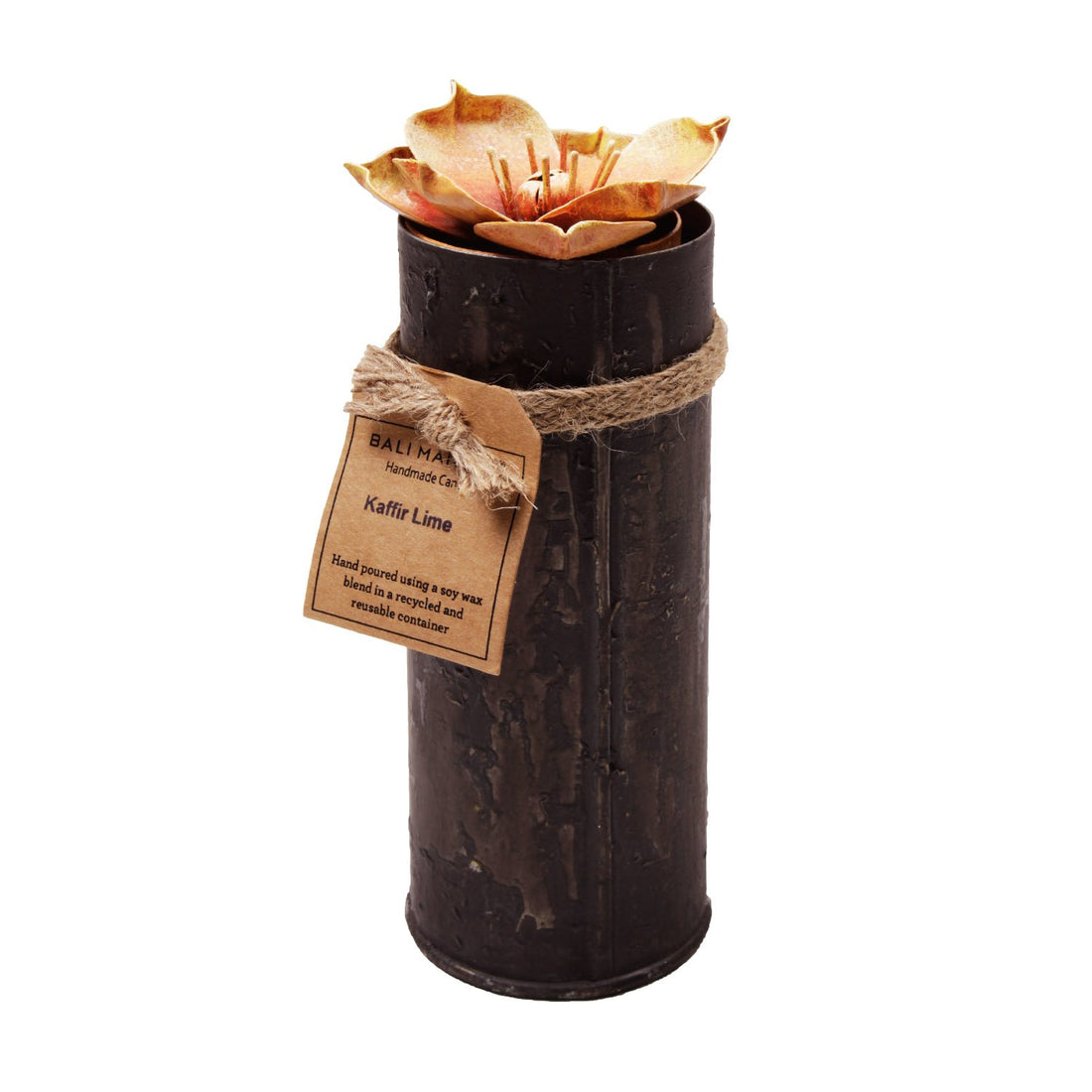 Kafir Lime Scented Floral Candle - Metal