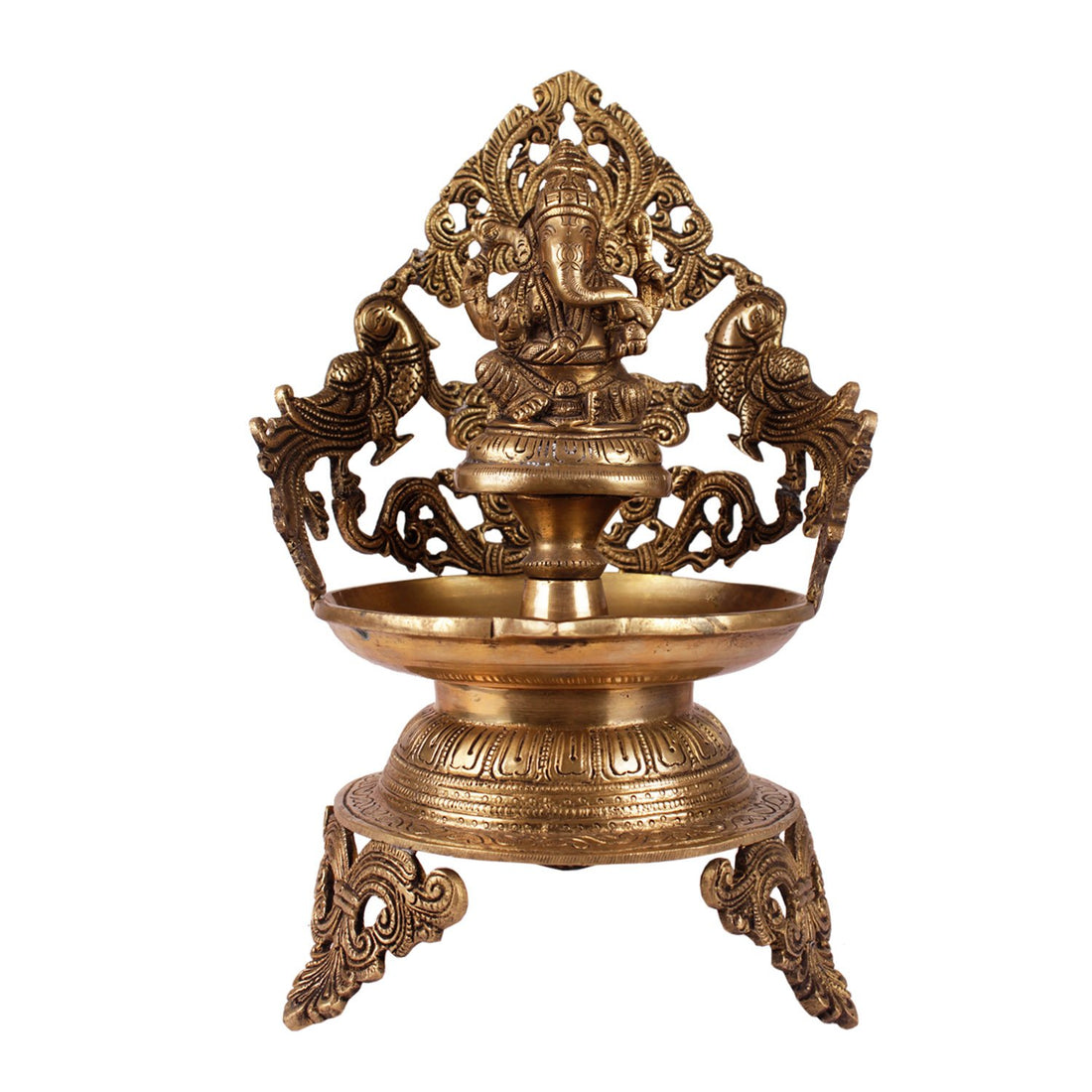 Ganpati Sparrow Urli - Brass