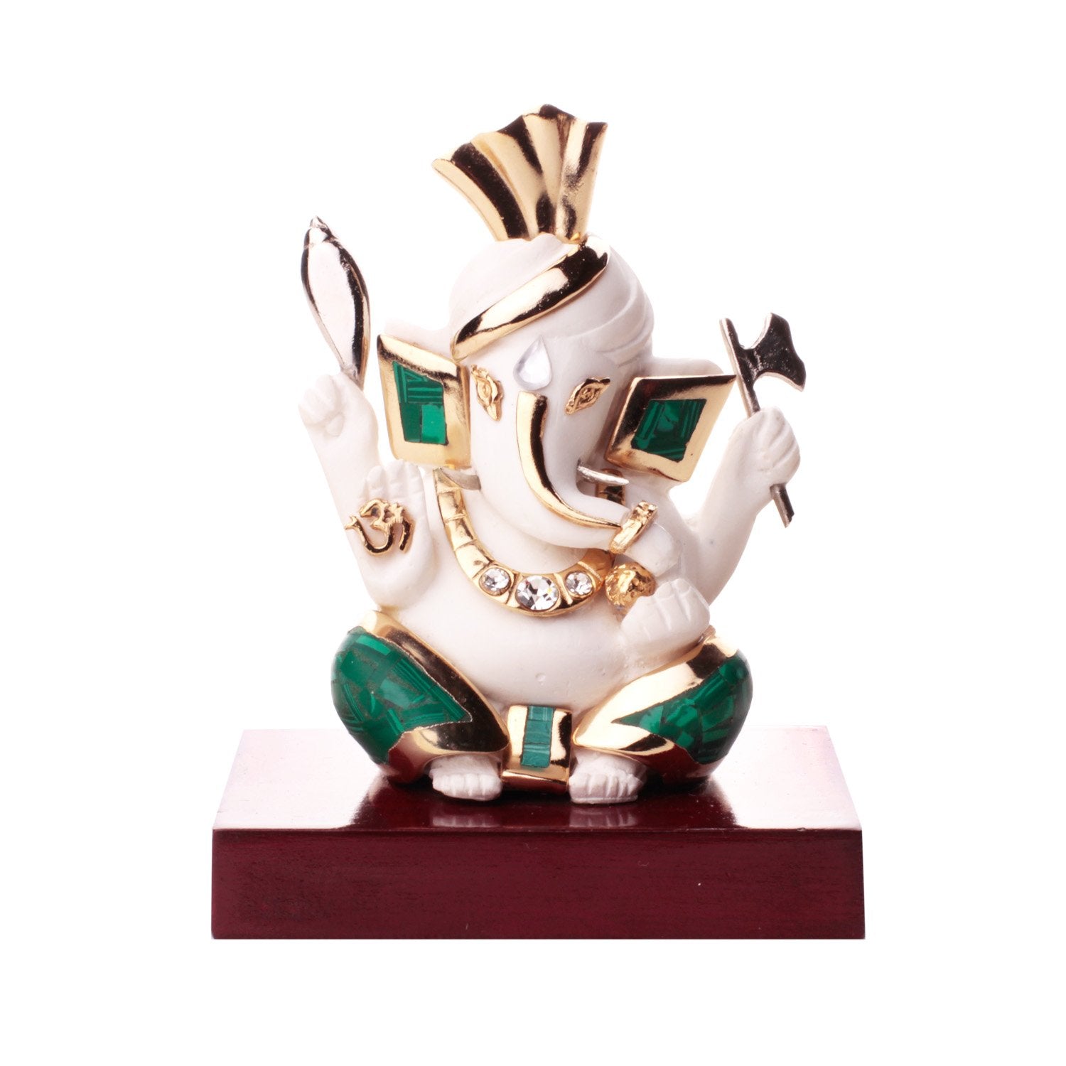 Pagdi Ganesha Idol - Turquoise in Resin and Gold Plated