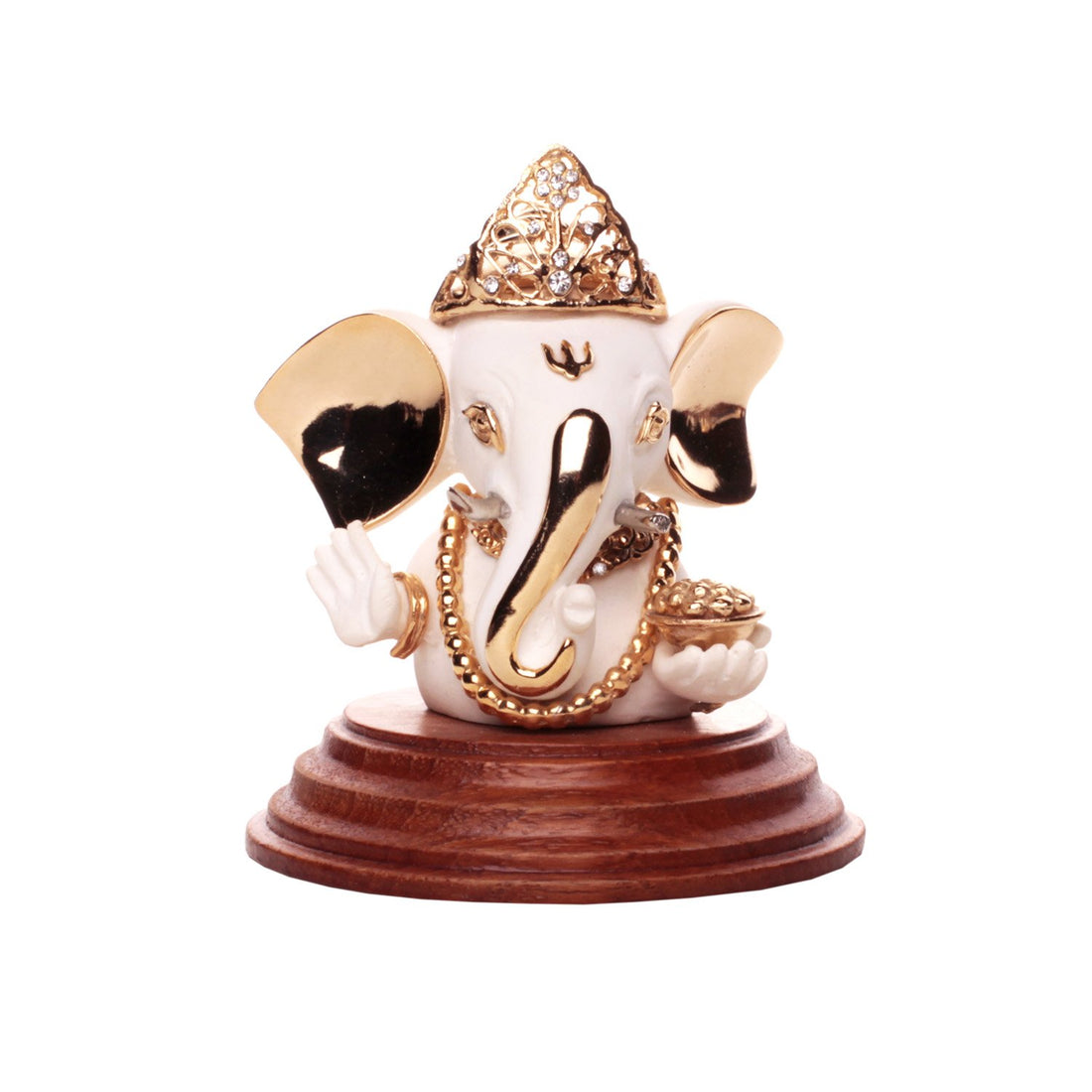 Alampata Ganesh Idol - White in Resin and Gold Plated