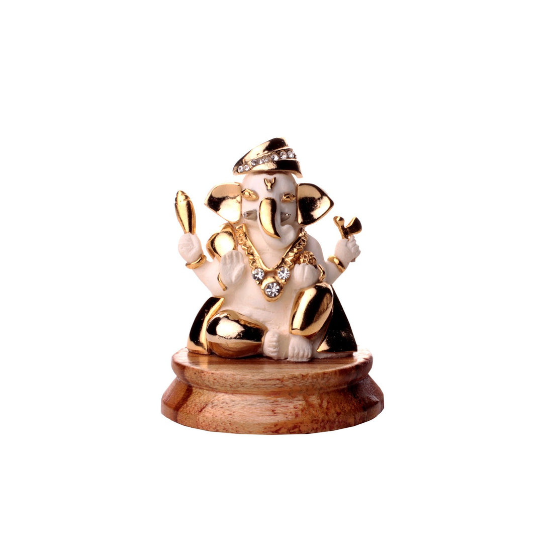 Amit Ganesha Idol - White in Resin and Gold Plated