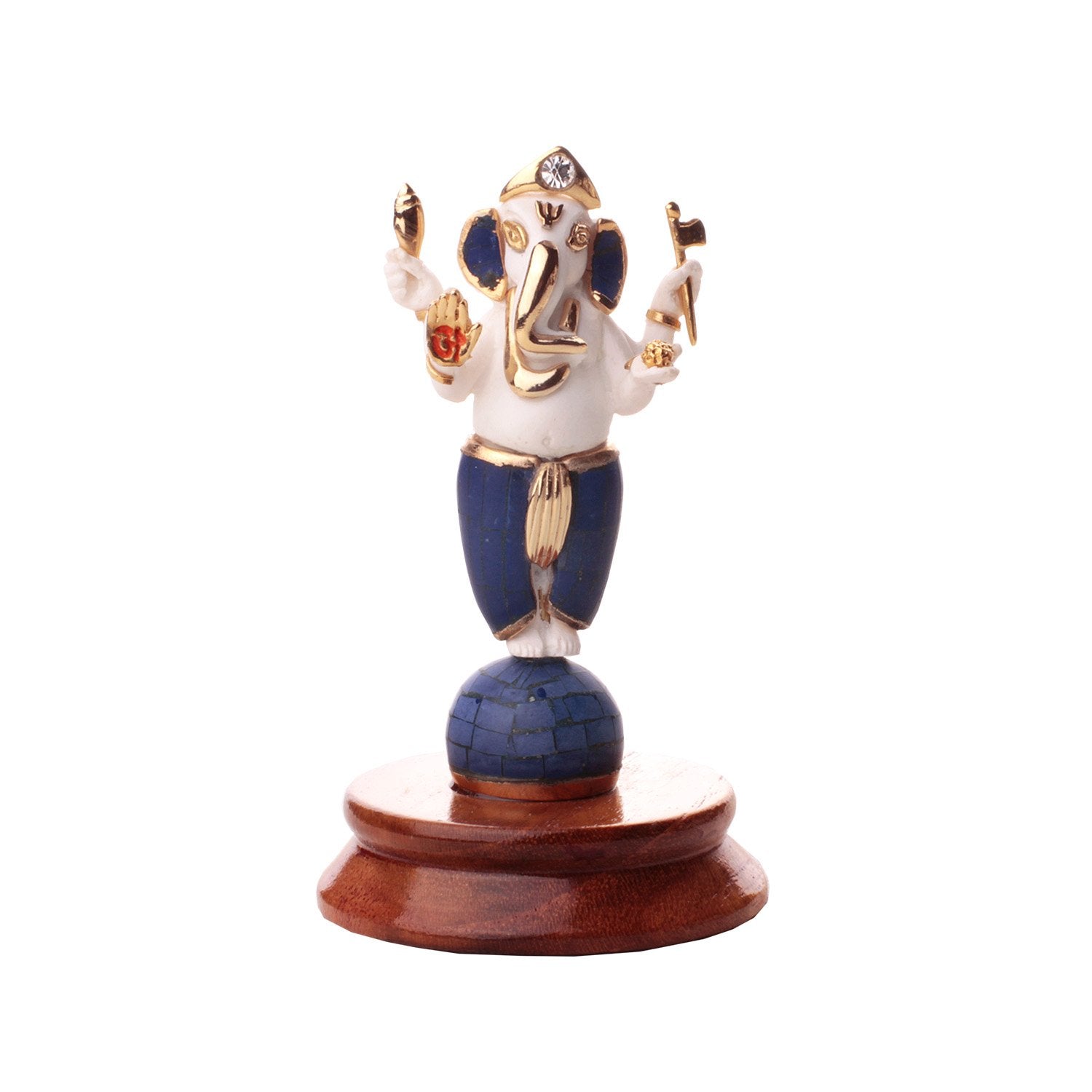 Vinayaka Ganesh Idol - Lapis lazuli and Gold Plated