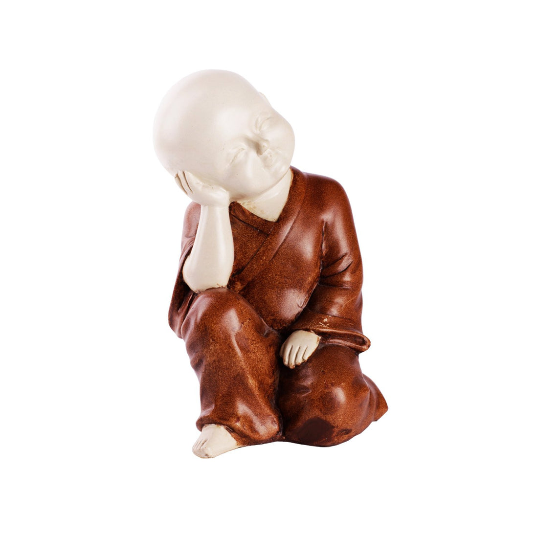 Contemplating Baby Monk - Small Brown in Composite Marble