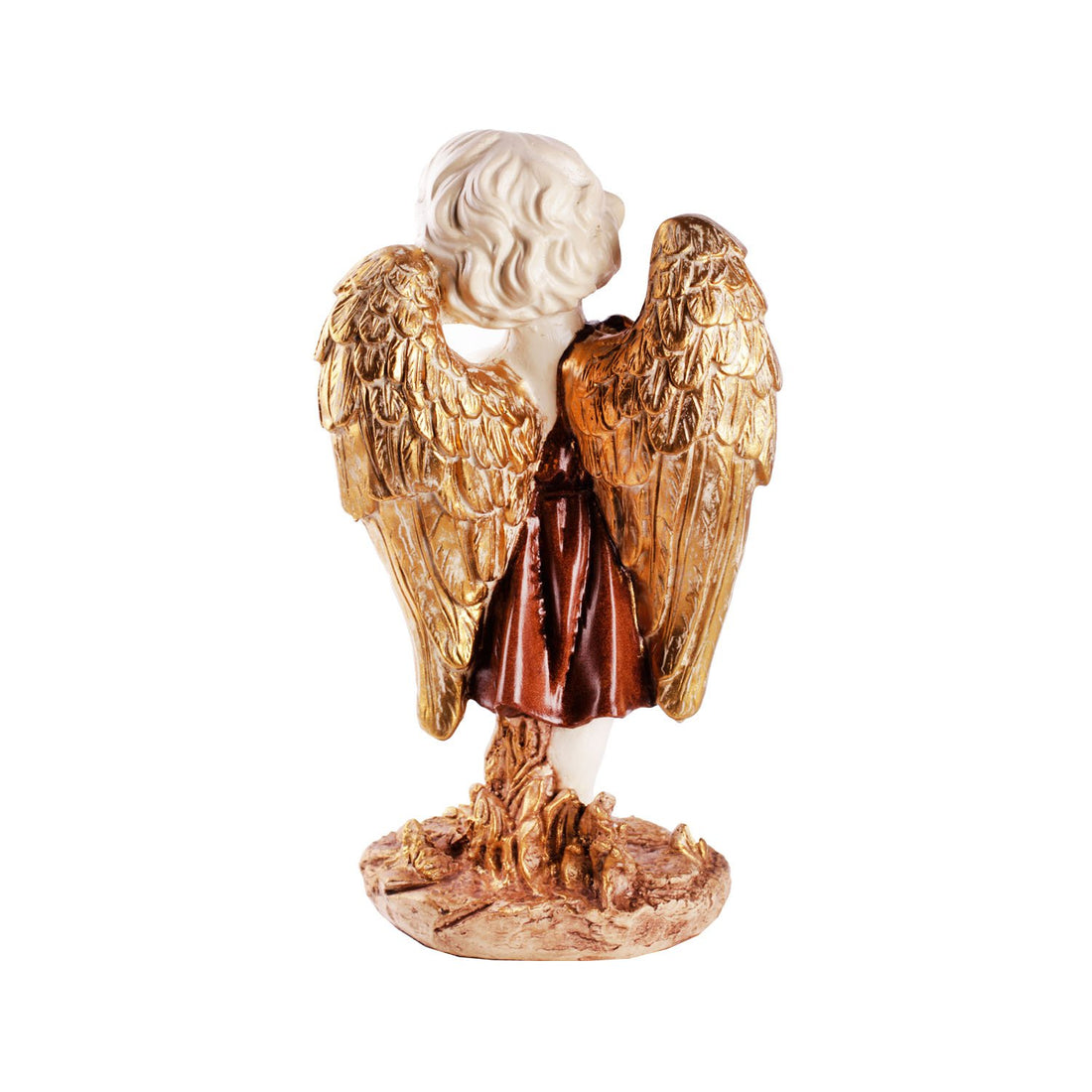 Garden Angel Standing - Brown in Composite Marble