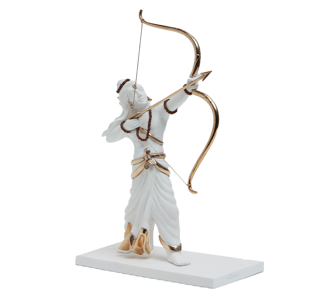 Ram Idol - White in Resin and Gold Plated
