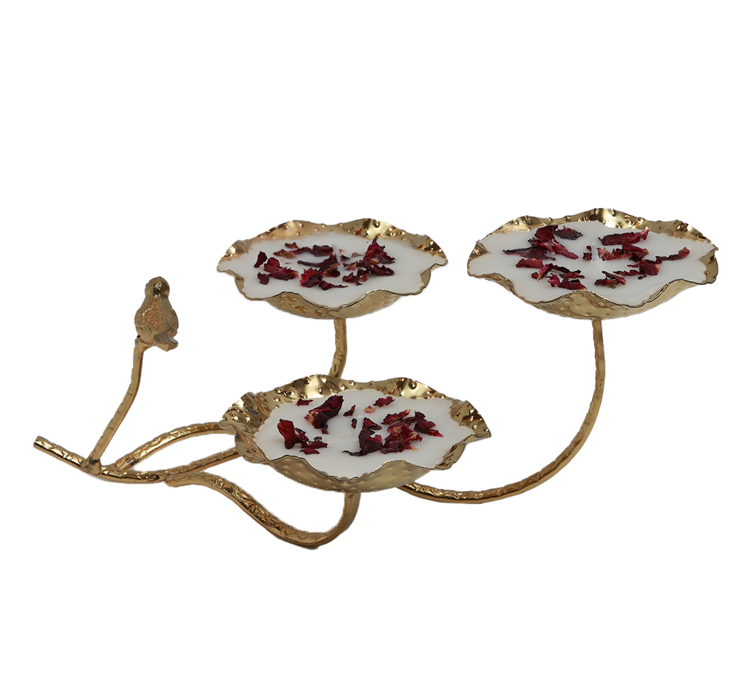 Trio Humming Bird Candle - Gold in Metal