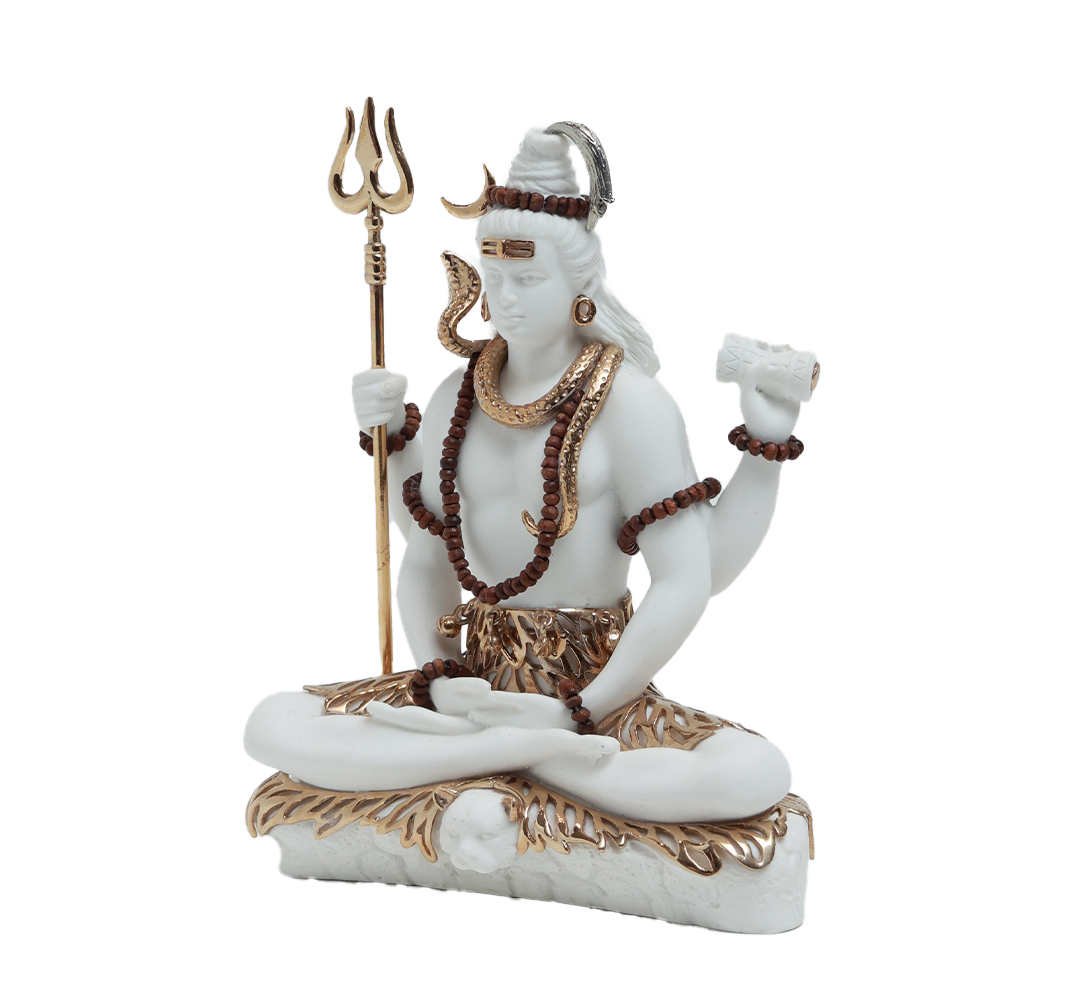 Shiva Idol - White in Resin and Gold Plated