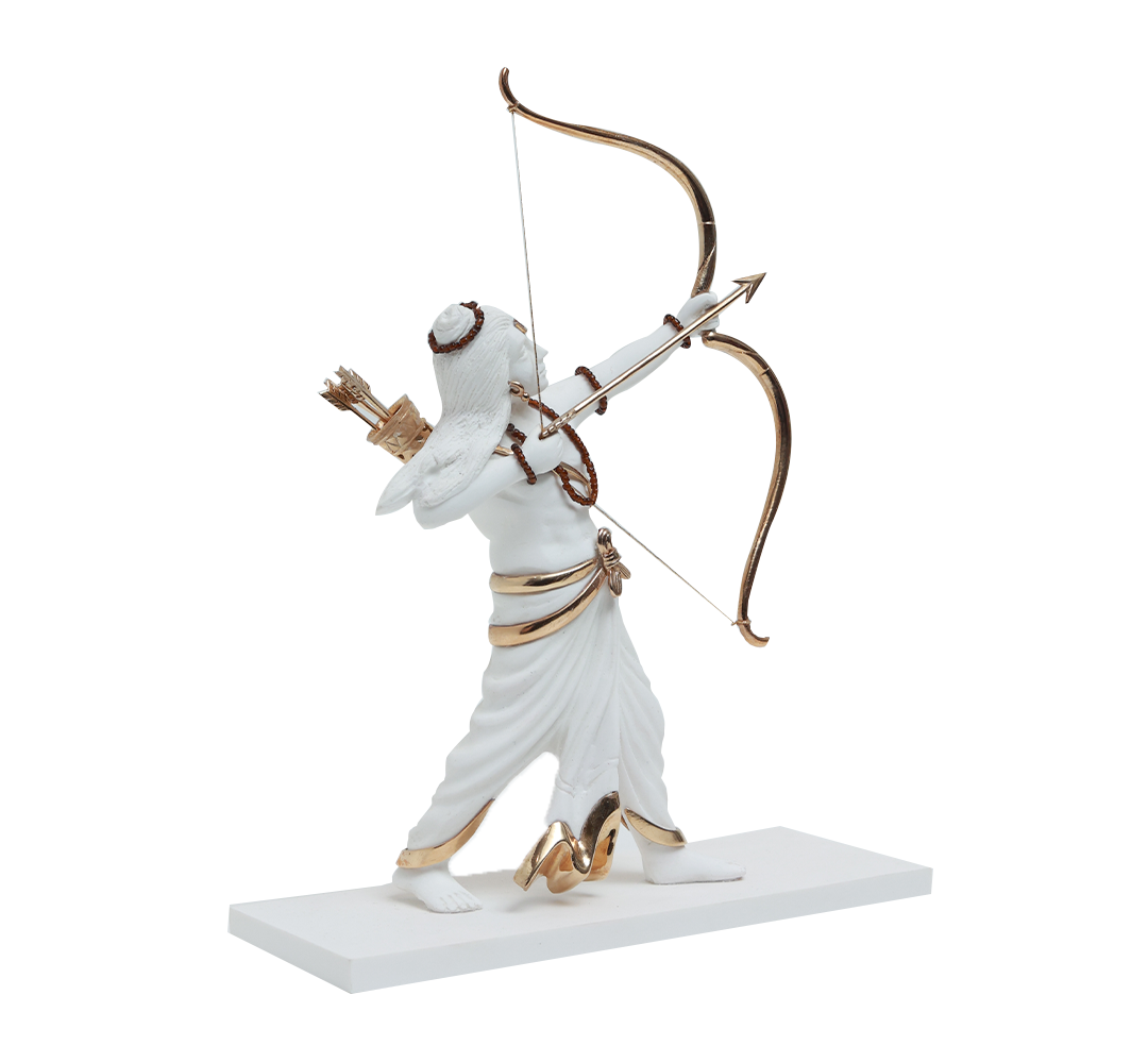 Ram Idol - White in Resin and Gold Plated