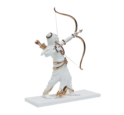 Ram Idol - White in Resin and Gold Plated