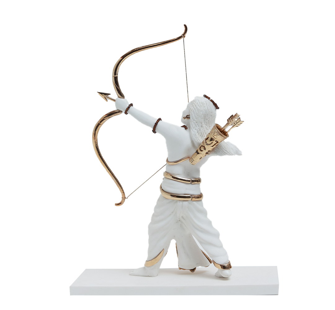 Ram Idol - White in Resin and Gold Plated
