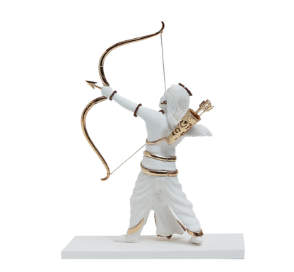 Ram Idol - White in Resin and Gold Plated