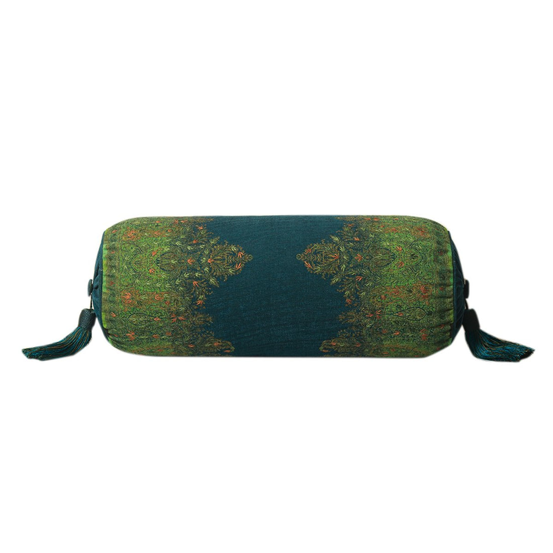 Jamawar Bolster Cushion - Blue in Shanil 28&quot; X 10&quot;