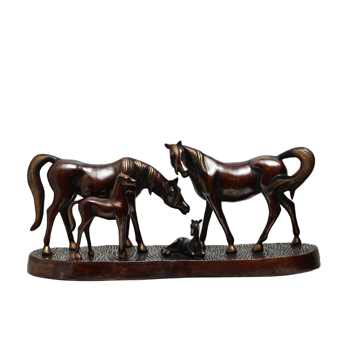Horse Family - Sculpture in Brass