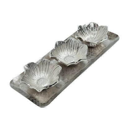 Silver Blossom Tray Set of 3