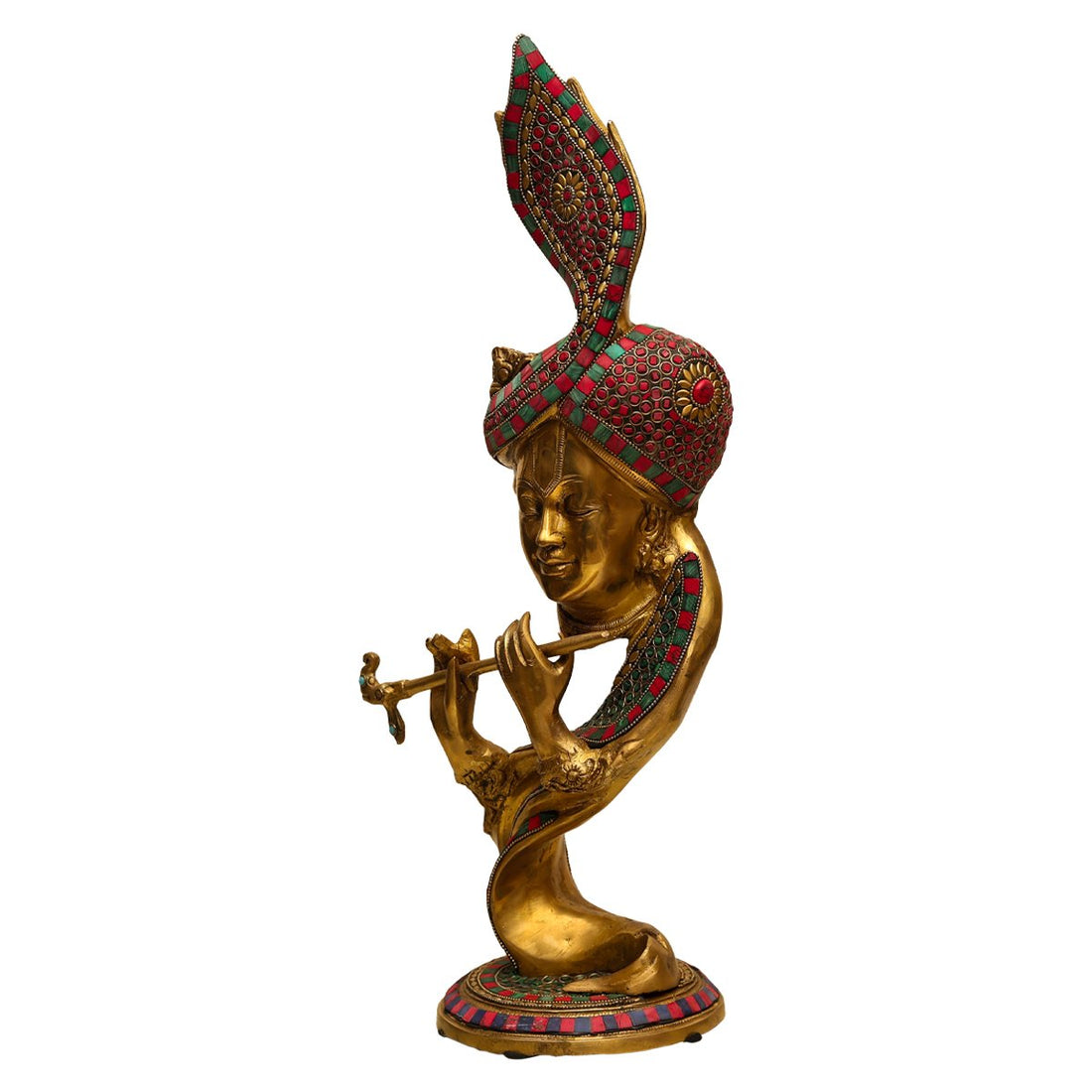 Bansuri Krishna - Colored in Brass