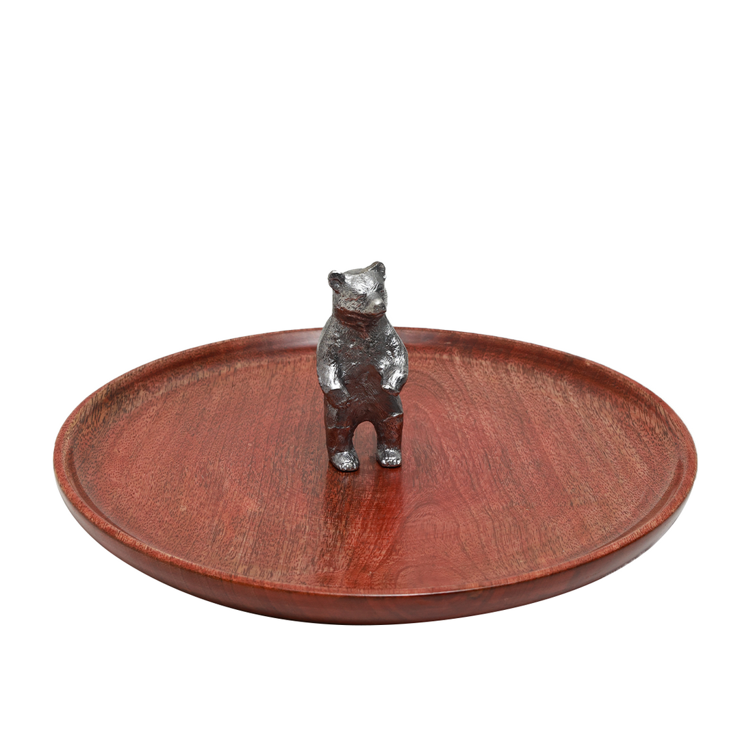 Bear Round Platter - Cast Metal and Wood