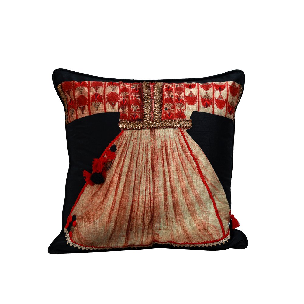 Poshak Cushion Cover - Black in Silk Blend 16&quot; X 16&quot;