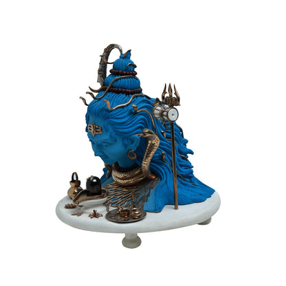 Neelakantha Shiv Idol - Large Blue in Resin and Gold Plated