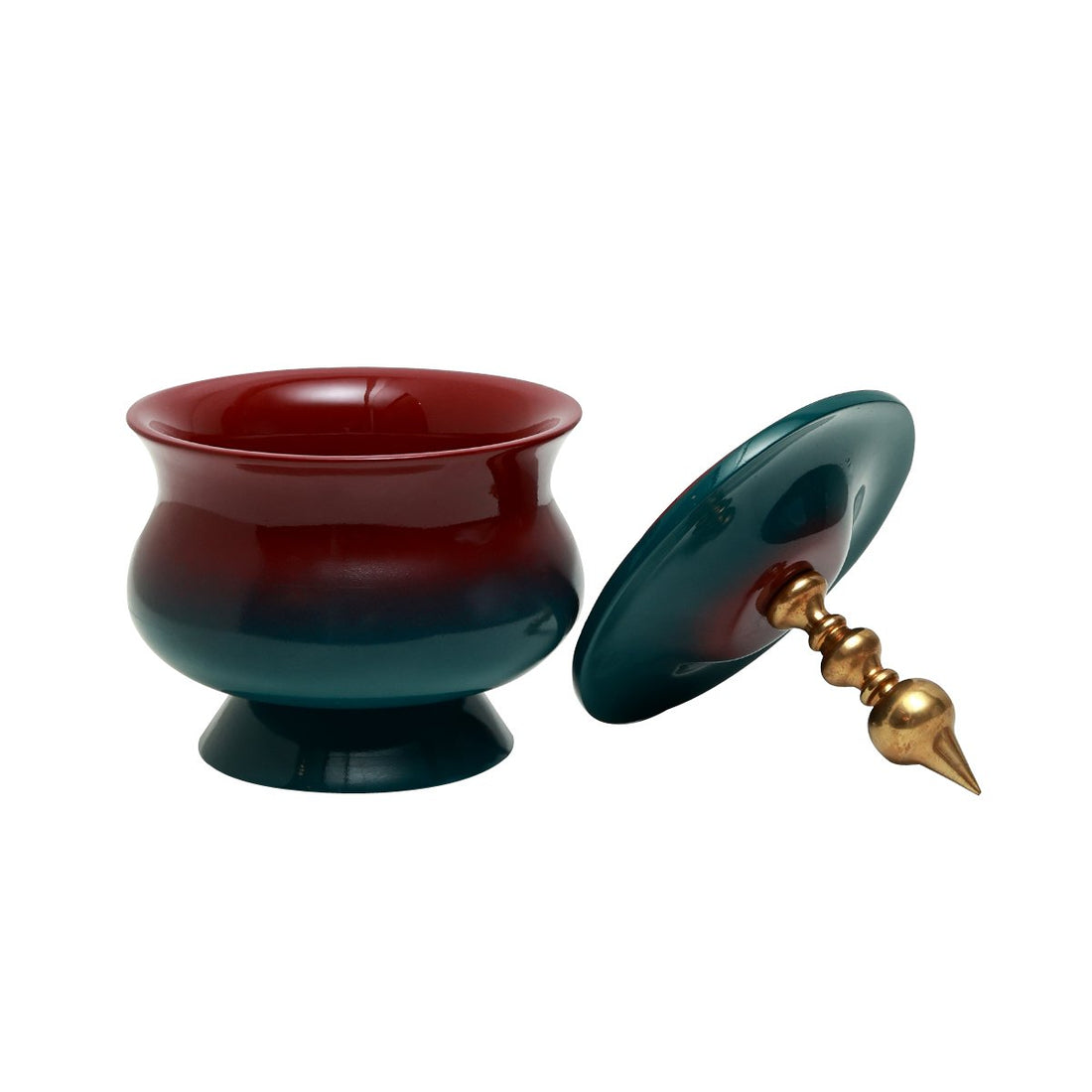 Nalanda Peetal Jar - Ombre in MDF and  Brass