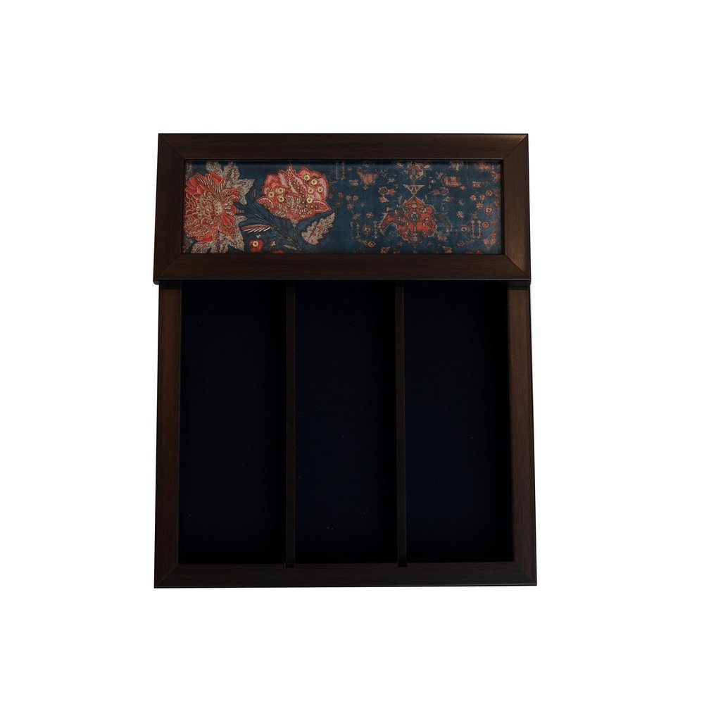 Gulposh Cutlery Box - Blue in Wood and Glass