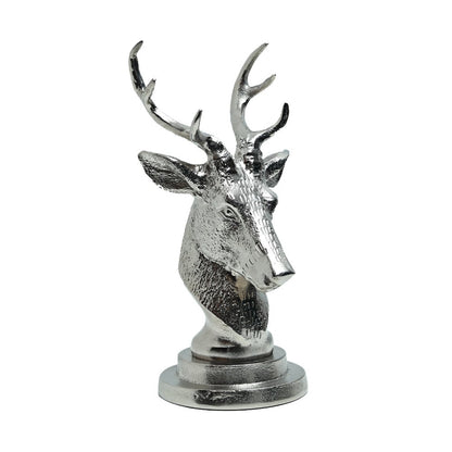 Antlered Deer Statue Silver