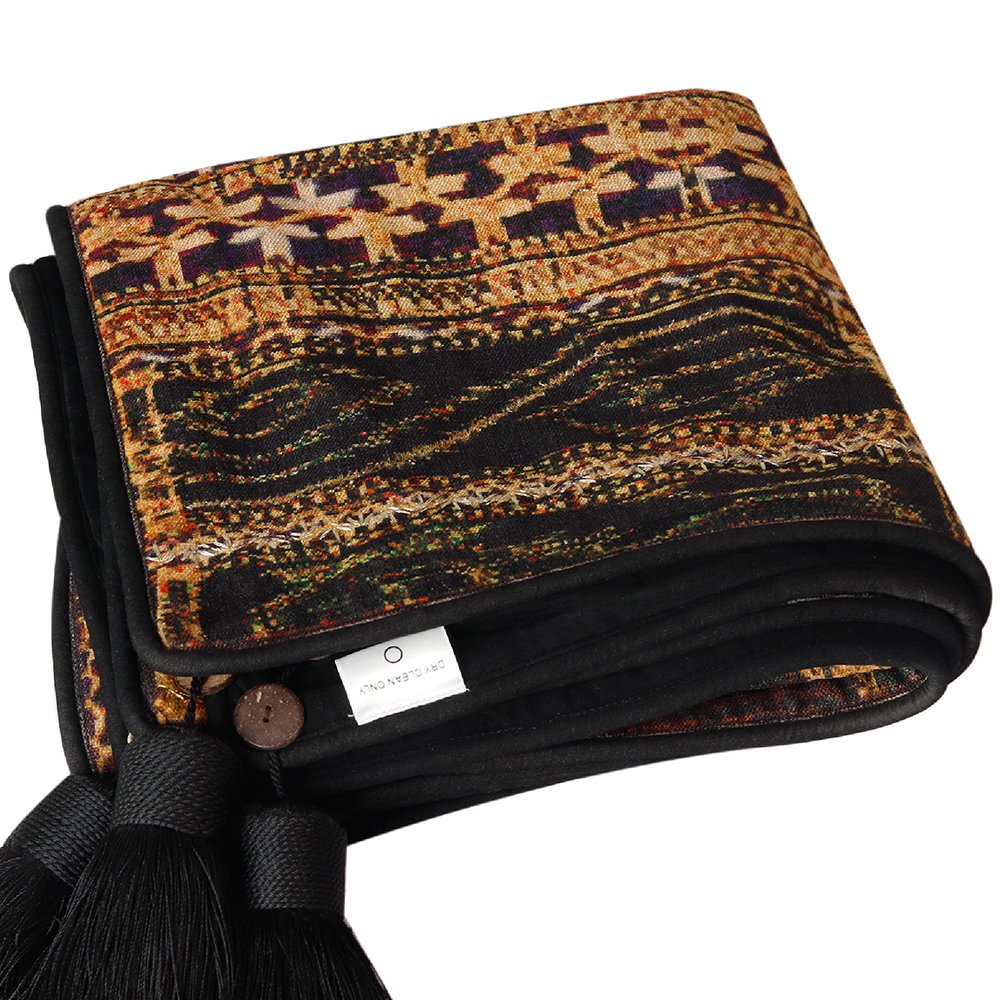 Kilim Throw - Black in Shanil 48” X 48”
