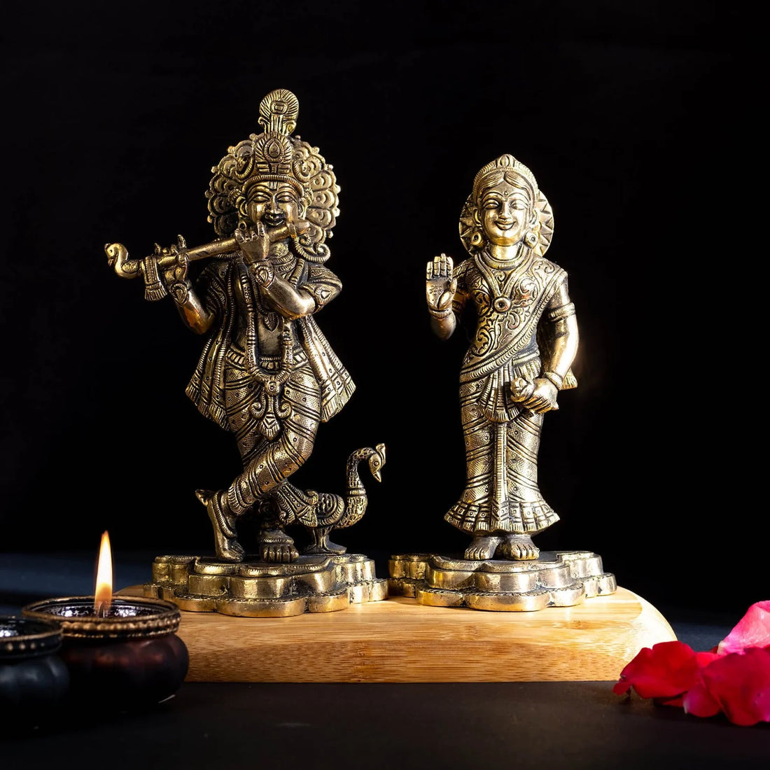 Radha Krishna Standing Idol - Brass