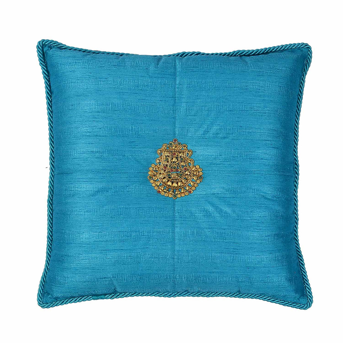 Tika-Resham Cushion - Blue in Silk Blend 18&