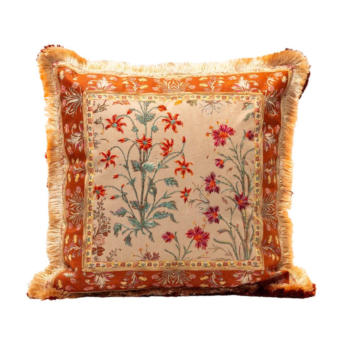 Chinar Cushion Cover - Salmon Peach in Chenille 18&quot;x18&quot;