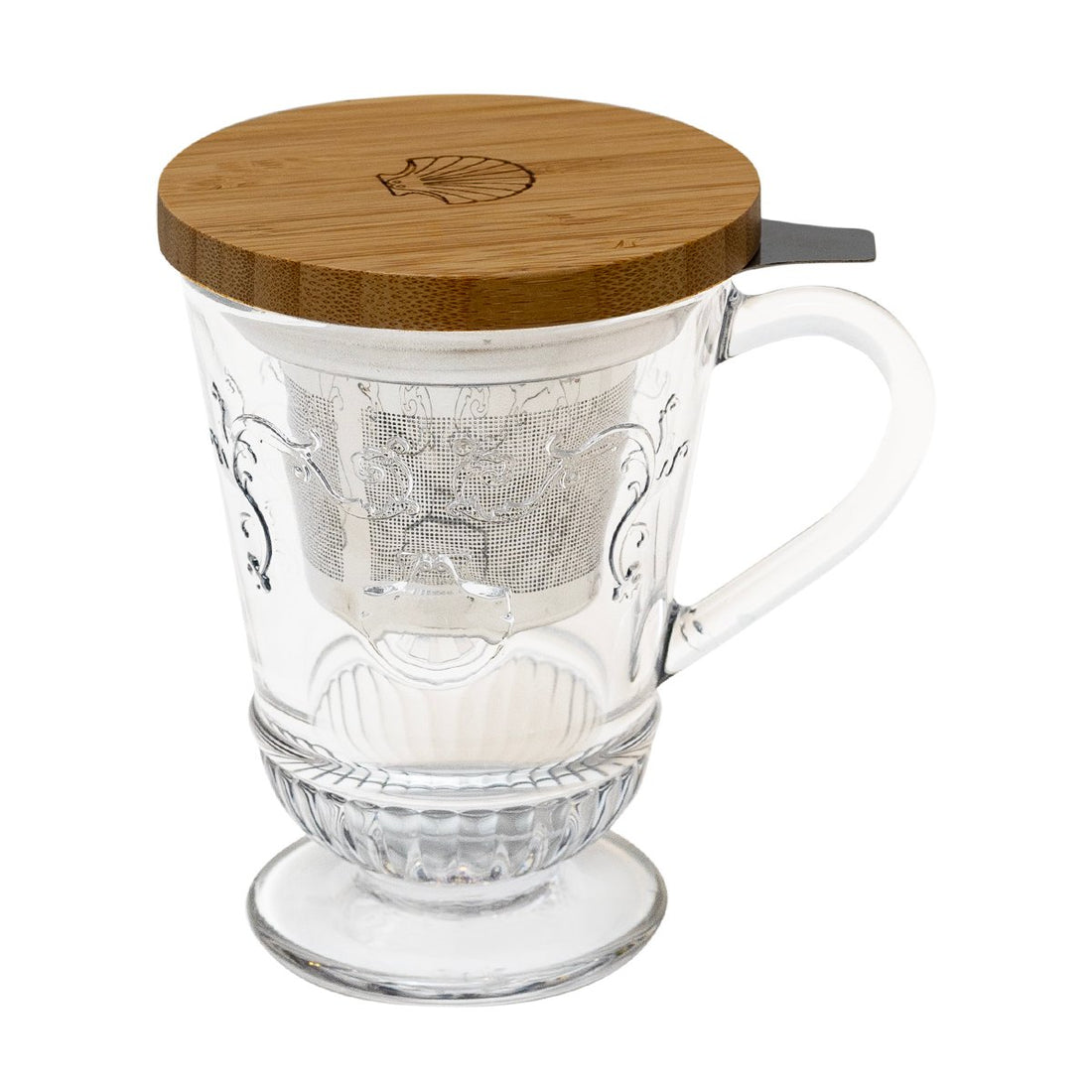 Alice Mug with strainer and lid - Wood and Glass