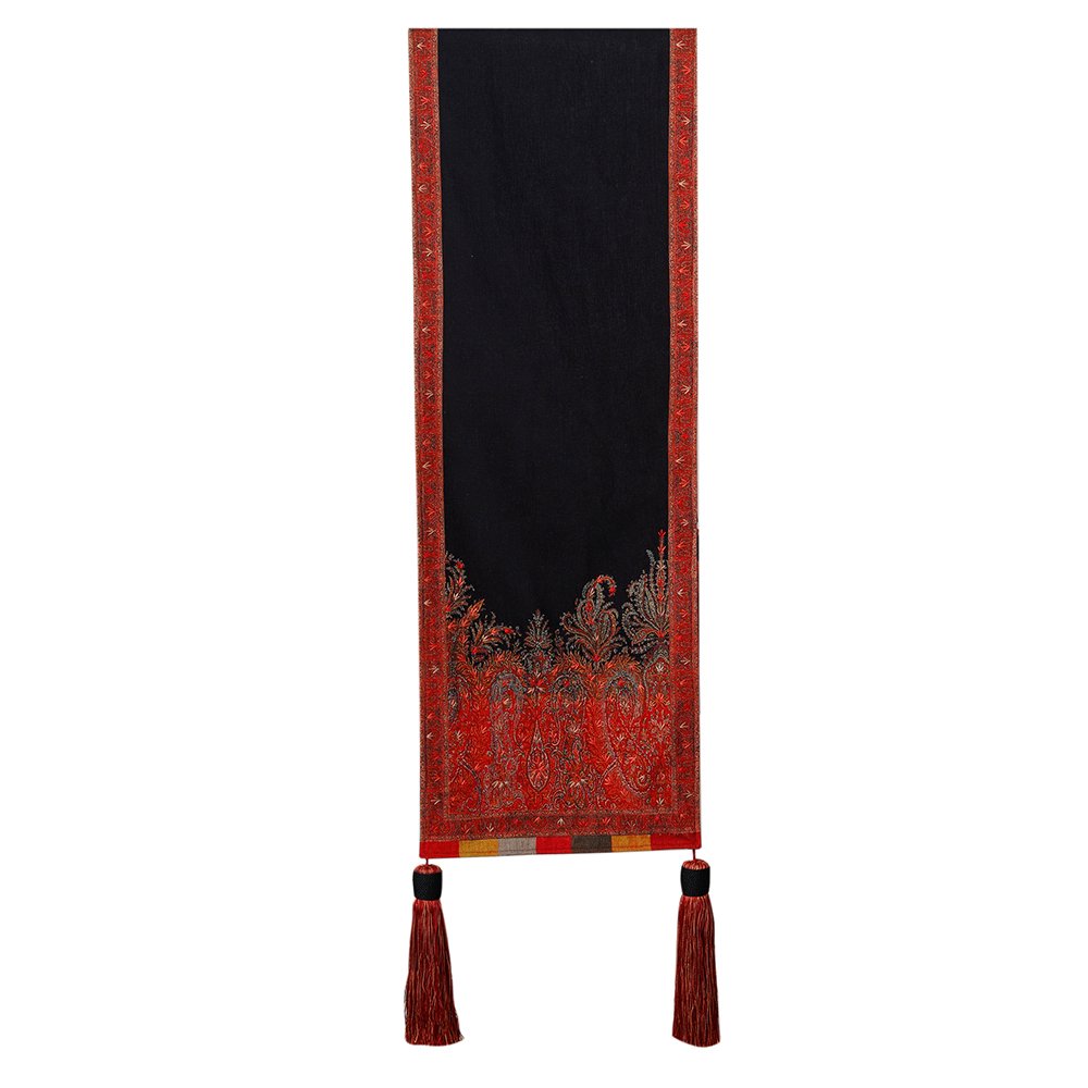 Jamawar Floral Runner - Black in Shanil 15″ x 72″