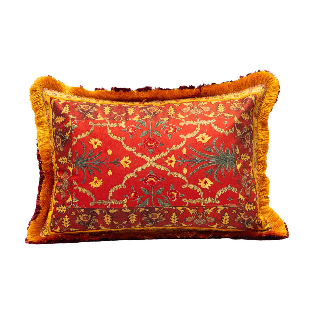 Chinar Cushion Cover - Red in Chenille 14&quot;x20&quot;