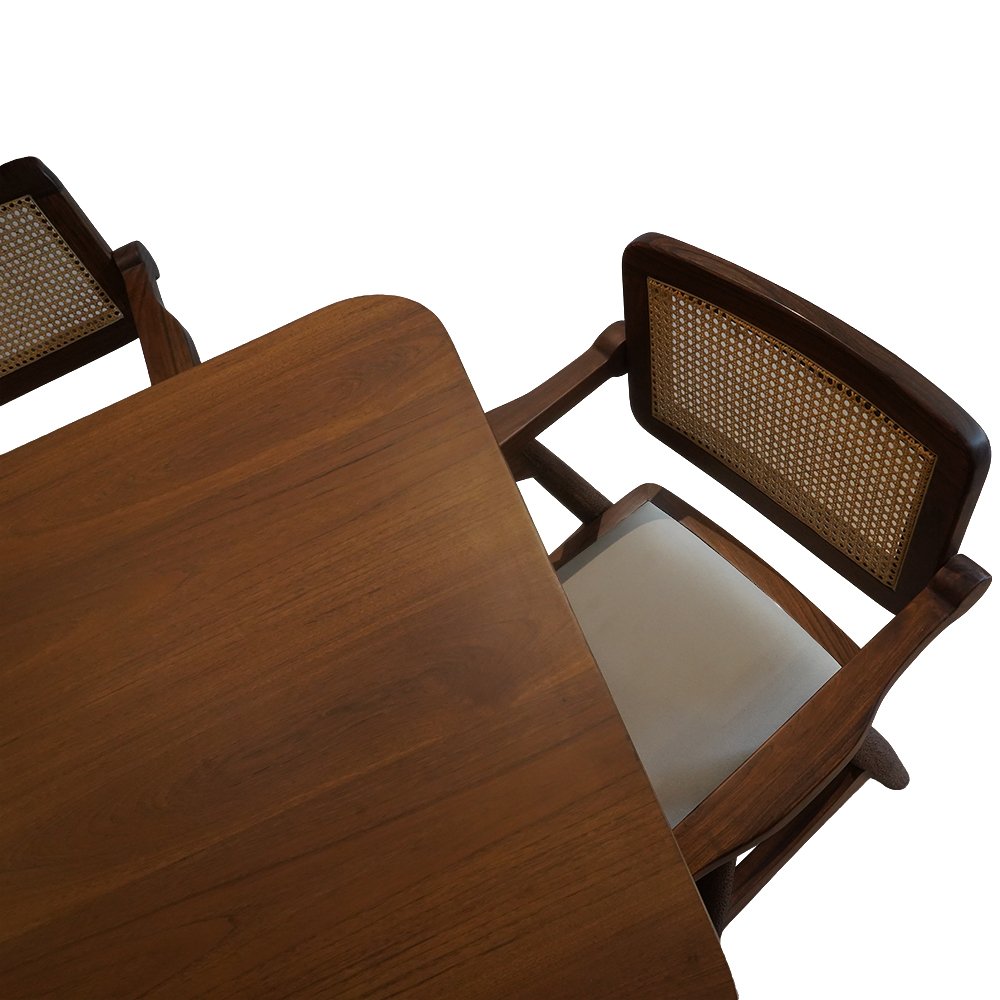 Handcrafted teak and Cane Dining Table