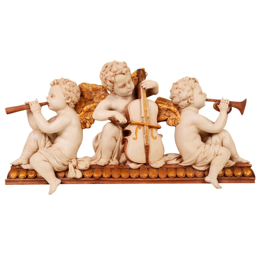 Three Wall Musical Cherubs -  Beige in Composite Marble