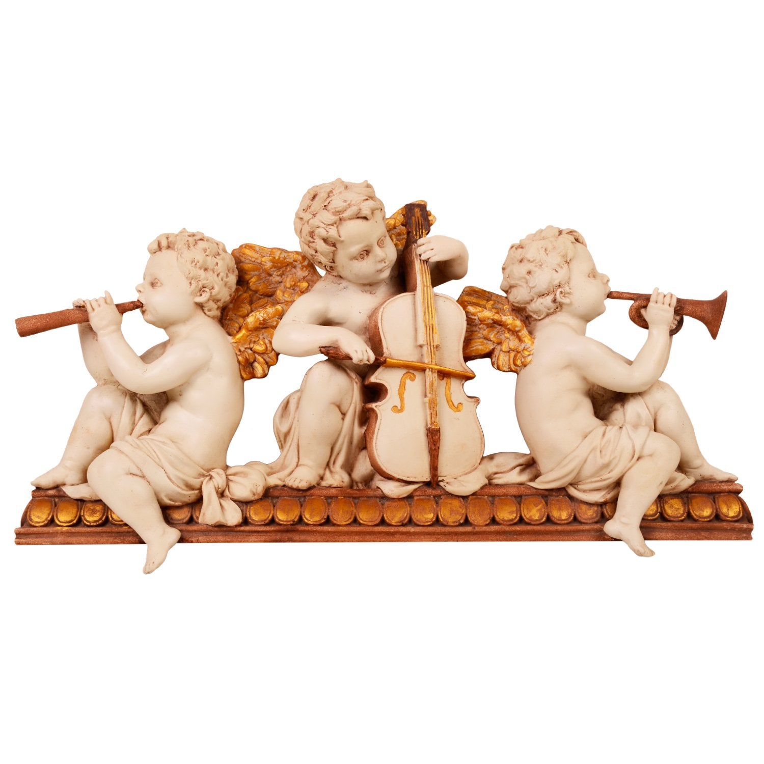Three Wall Musical Cherubs -  Beige in Composite Marble