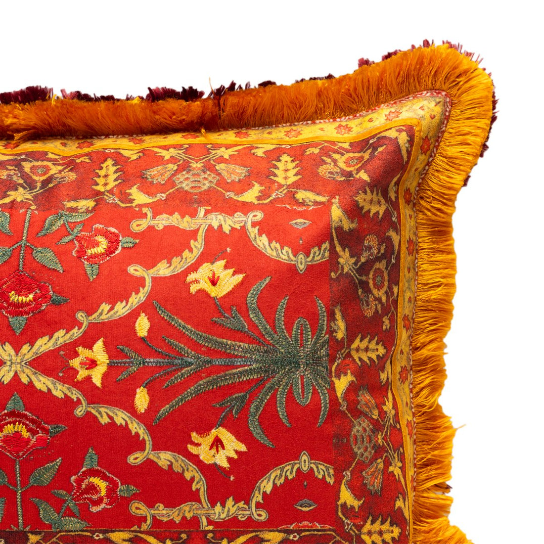 Chinar Cushion Cover - Red in Chenille 14&quot;x20&quot;
