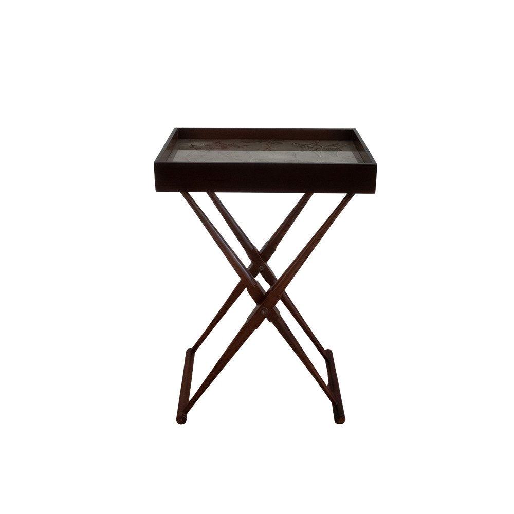 Vanya Butler Tray Table - Wood and Glass