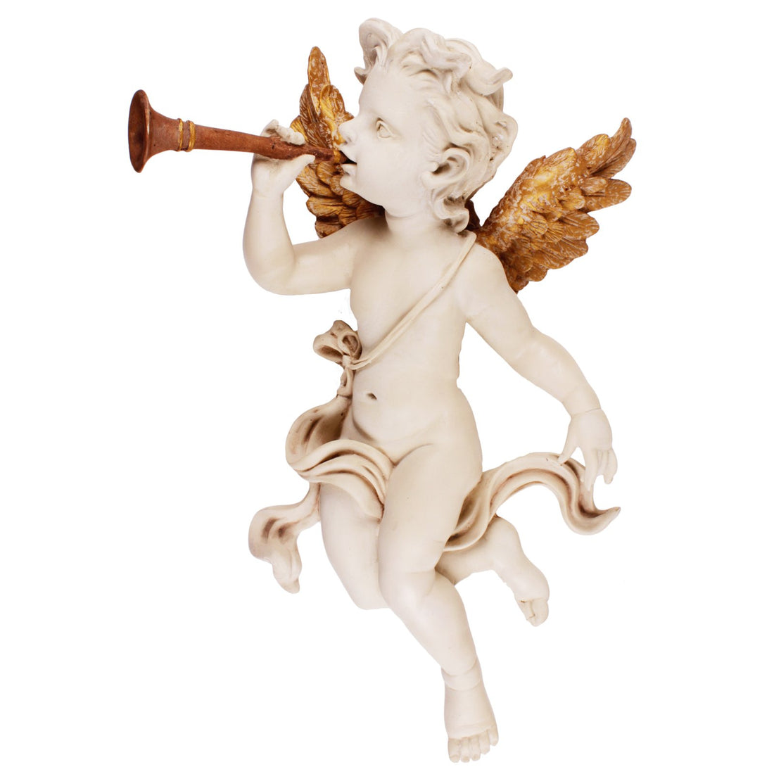 Wall Angel Playing The Shehnai - Beige in Composite Marble