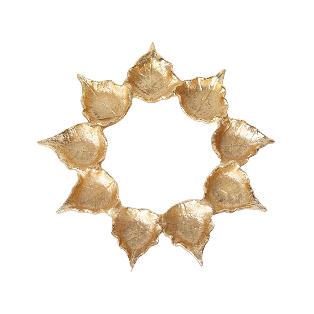 Round Diya Plate - Gold in Metal