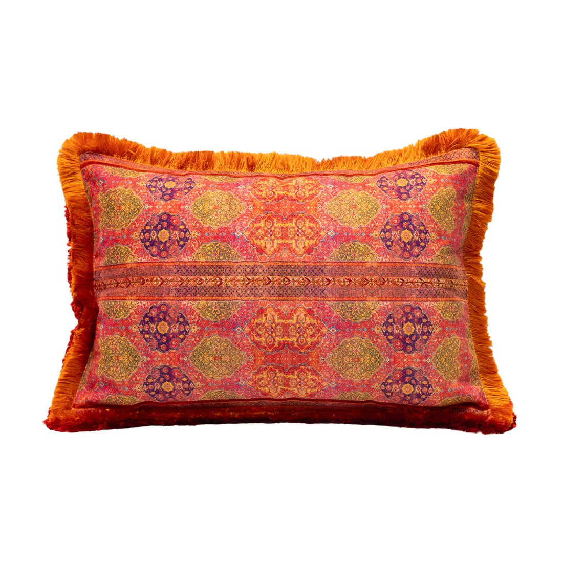 Chinar Cushion Cover - Coral in Chenille 14&quot;x20&quot;