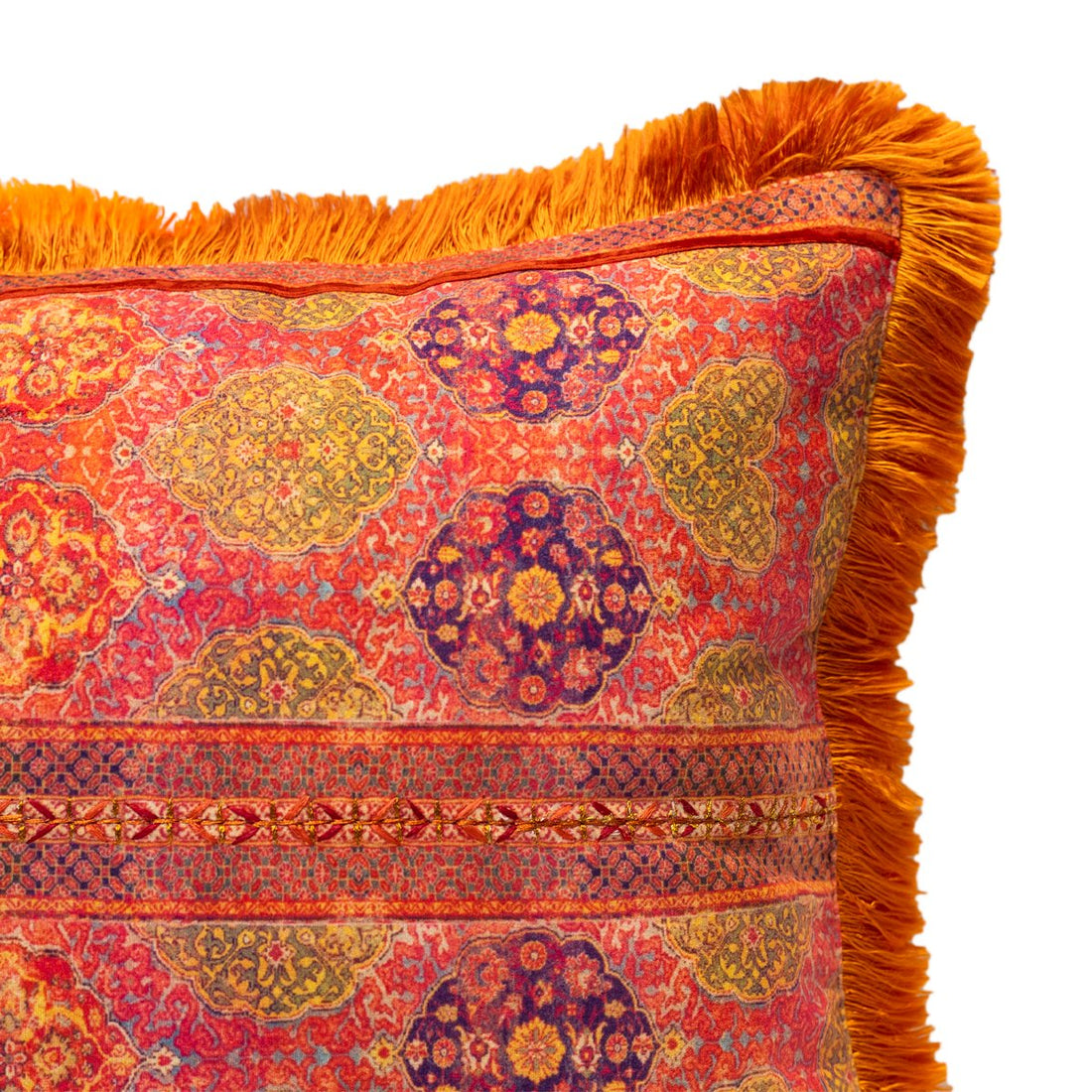 Chinar Cushion Cover - Coral in Chenille 14&quot;x20&quot;