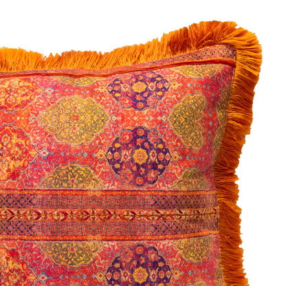 Chinar Cushion Cover - Coral in Chenille 14&quot;x20&quot;