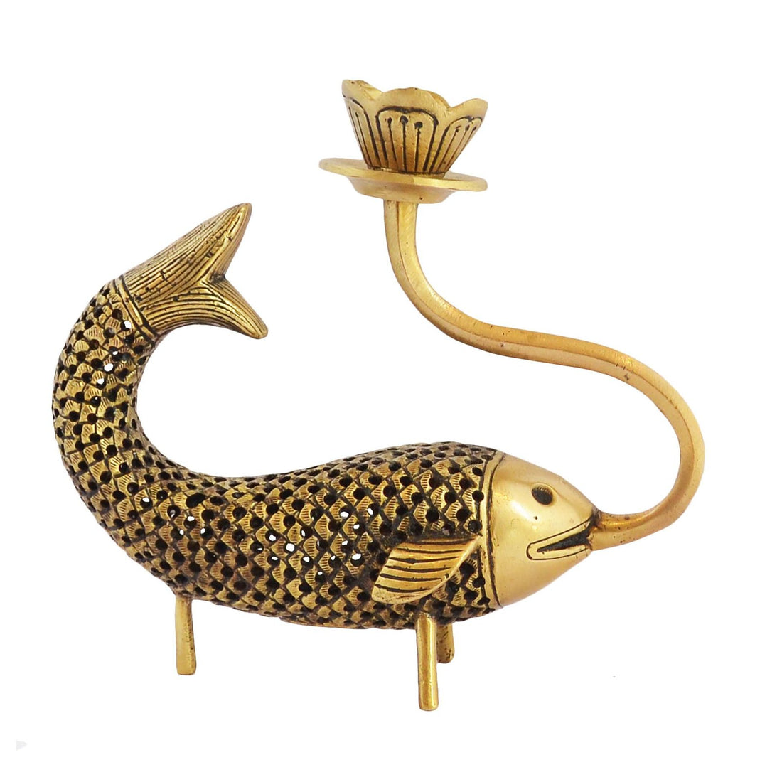 Fish Candle Stand - Brass
