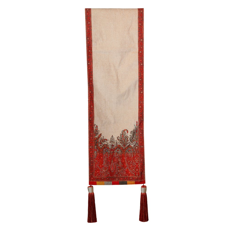 Jamawar  Floral Runner - Beige in Shanil 15″ x 72″
