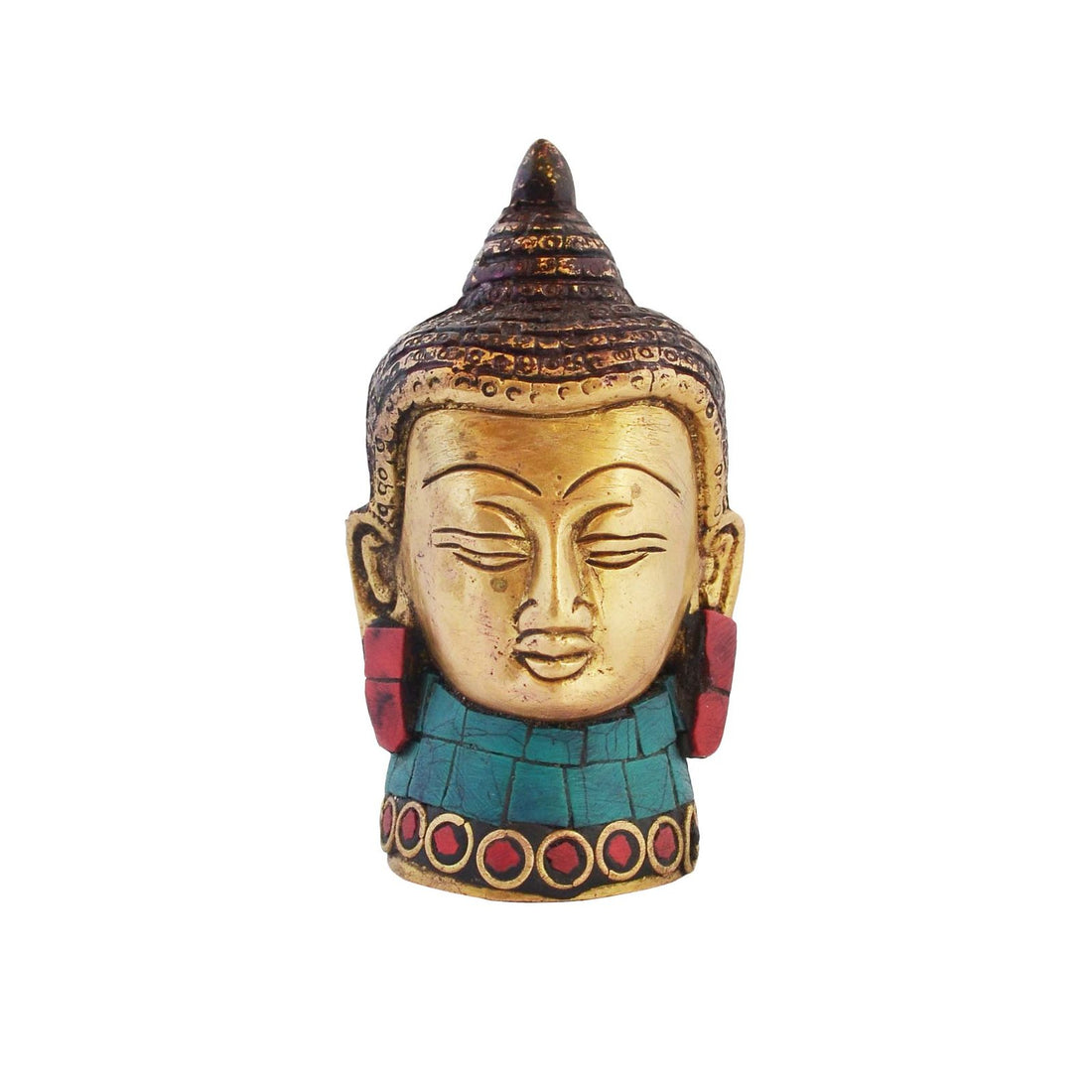 Buddha Head - Mosaic Details in Brass