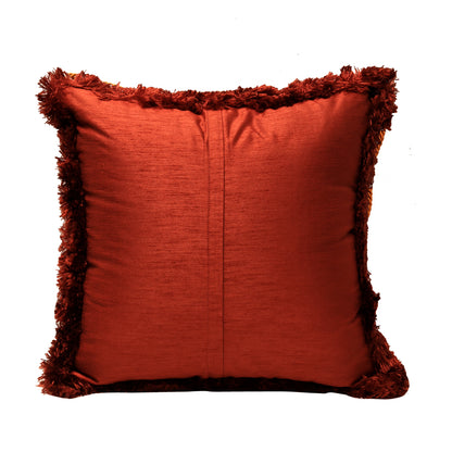 Fringe Cushion Cover - Orange  in Silk Blend  18&