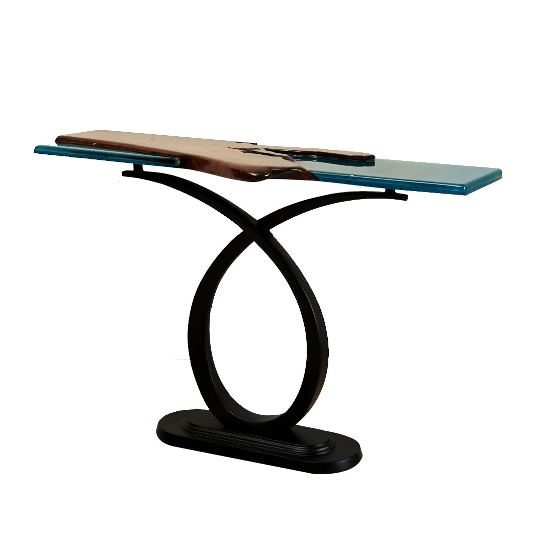 Eternal River Console- Teak Wood and Resin